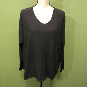 Women's Shiva Black V-Neck Wool - Angora Sweater Made in Italy